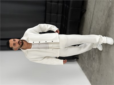 3 İplik Şardonlu Boxy Kalıp Vip Takım Beyaz