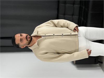 3 İplik Şardonlu Boxy Premium Ceket Bej