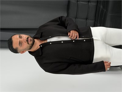3 İplik Şardonlu Boxy Premium Ceket Siyah