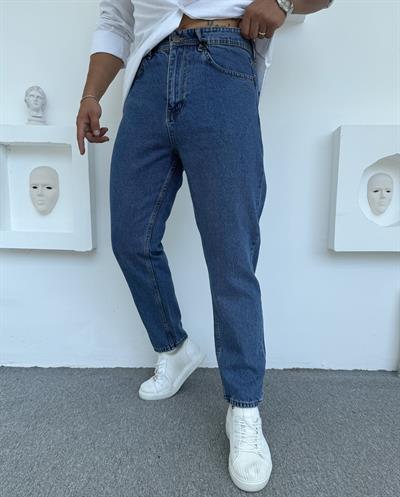 AA Kalite Boyfriend Kot Pantolon Koyu Mavi