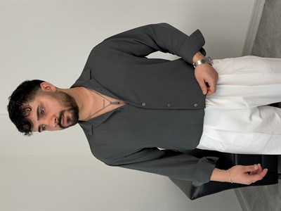 AEROBİN KUMAŞ UZUNKOL PREMİUM GÖMLEK ANTRASİT