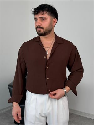 AEROBİN KUMAŞ UZUNKOL PREMİUM GÖMLEK ACI KAHVE