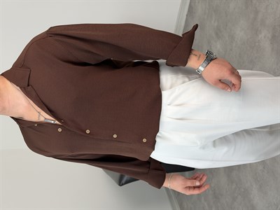 AEROBİN KUMAŞ UZUNKOL PREMİUM GÖMLEK ACI KAHVE