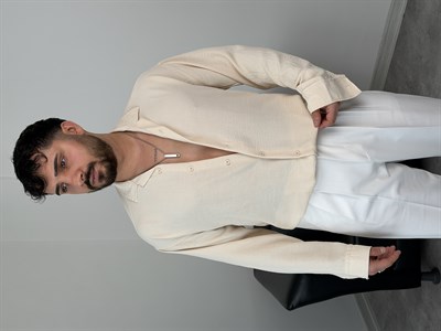 AEROBİN KUMAŞ UZUNKOL PREMİUM GÖMLEK BEJ