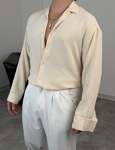 AEROBİN KUMAŞ UZUNKOL PREMİUM GÖMLEK BEJ