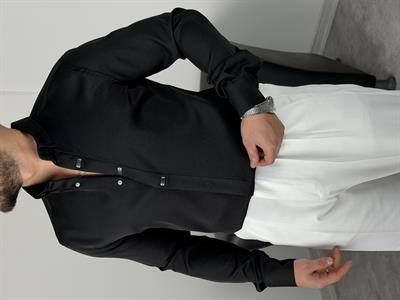 AKSESUARLI PREMİUM UZUNKOL GÖMLEK SİYAH