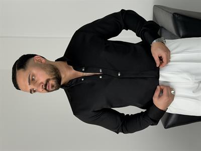 AKSESUARLI PREMİUM UZUNKOL GÖMLEK SİYAH