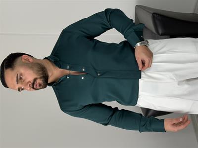 AKSESUARLI PREMİUM UZUNKOL GÖMLEK YEŞİL