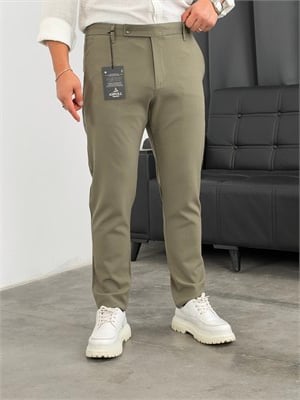 Asp Dil Detay Likralı Kumaş Pantolon Çağla Yeşili