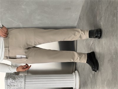 Asp Kendinden Kemerli Premium Duble Paça Kumaş Pantolon Bej