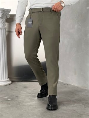 Asp Kendinden Kemerli Premium Duble Paça Kumaş Pantolon Çağla Yeşili