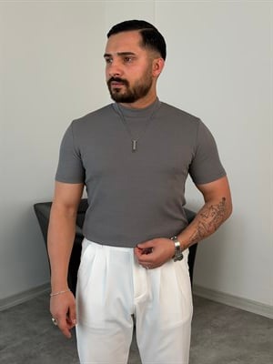 BALIKÇI YAKA KREP ÖRME TİŞÖRT ANTRASİT