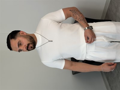 BALIKÇI YAKA KREP ÖRME TİŞÖRT BEYAZ