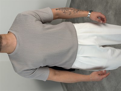 BASİC ÖRME BÜRÜMCÜK TİŞÖRT GRİ