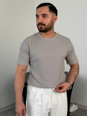 BASİC ÖRME BÜRÜMCÜK TİŞÖRT GRİ