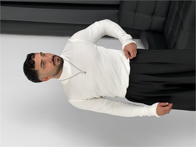 Basic Triko Balıkçı Yaka Sweatshirt Beyaz