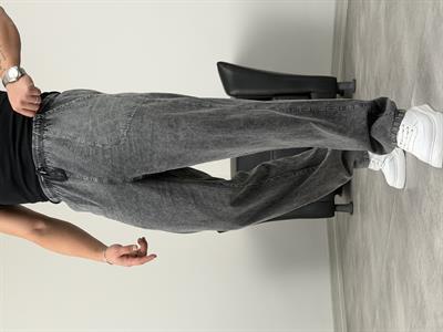 BELİ LASTİKLİ KETEN BAGGY PANTOLON ANTRASİT