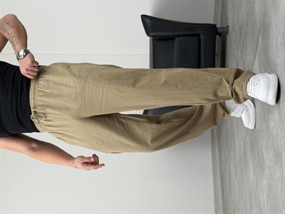BELİ LASTİKLİ KETEN BAGGY PANTOLON HARDAL