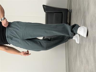 BELİ LASTİKLİ KETEN BAGGY PANTOLON PETROL YEŞİLİ