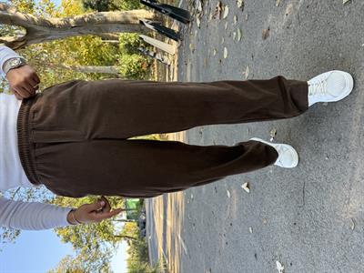 BELİ TAM LASTİK KADİFE BAGGY ACI KAHVE