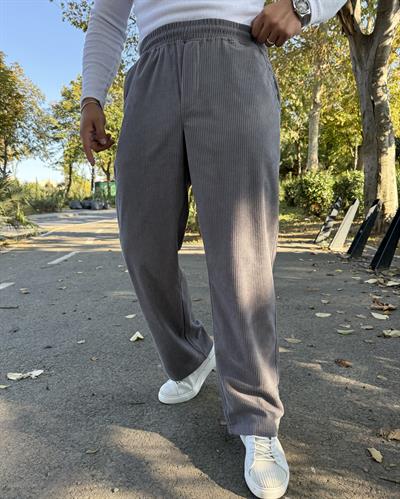 BELİ TAM LASTİK KADİFE BAGGY ANTRASİT