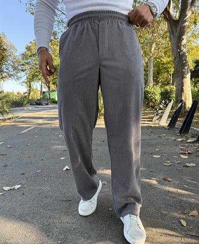 BELİ TAM LASTİK KADİFE BAGGY ANTRASİT