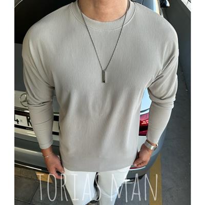 BİSİKLET YAKA FİTİLLİ SWEATSHİRT