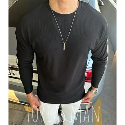 BİSİKLET YAKA FİTİLLİ SWEATSHİRT