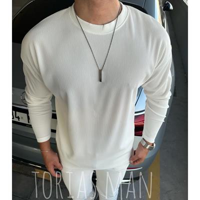 BİSİKLET YAKA FİTİLLİ SWEATSHİRT