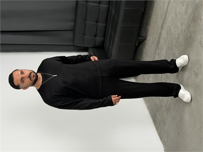 Boxy Kalıp Uzunkol Modal Takım Siyah