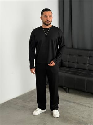 Boxy Kalıp Uzunkol Modal Takım Siyah