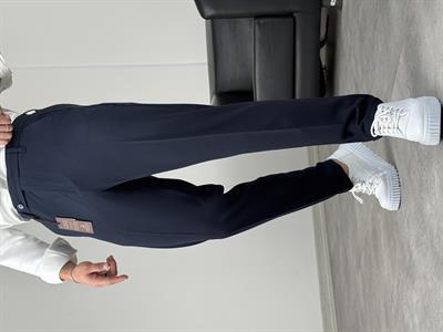 BOYFİREND KALIP DUBLE PAÇA DİLLİ KUMAŞ PANTOLON LACİVERT