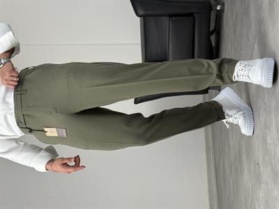 BOYFİREND KALIP DUBLE PAÇA DİLLİ KUMAŞ PANTOLON ÇAĞLA YEŞİLİ