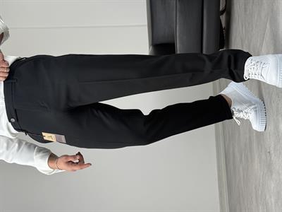 BOYFİREND KALIP DUBLE PAÇA DİLLİ KUMAŞ PANTOLON SİYAH