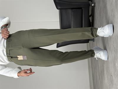 BOYFİREND KALIP DUBLE PAÇA DİLLİ KUMAŞ PANTOLON ÇAĞLA YEŞİLİ