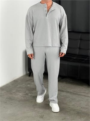 Burgu Desen Henley Model Takım Gri