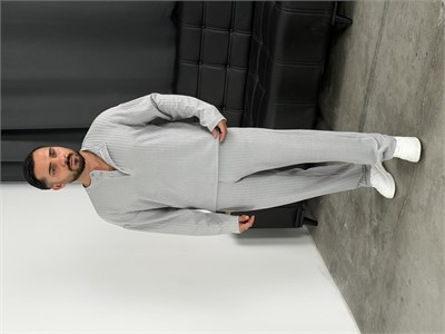 Burgu Desen Henley Model Takım Gri