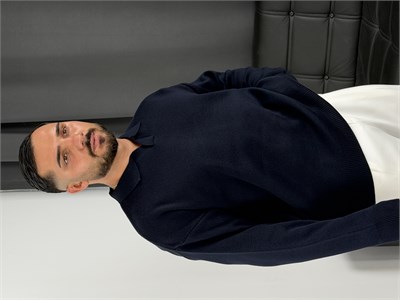 Çelik Örgü Oversize Polo Yaka Triko Sweatshirt Lacivert
