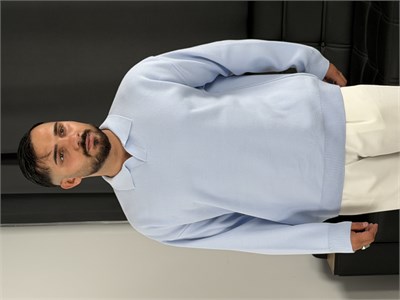 Çelik Örgü Oversize Polo Yaka Triko Sweatshirt Bebe Mavi