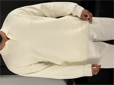 Çelik Örgü Oversize Polo Yaka Triko Sweatshirt Ekru