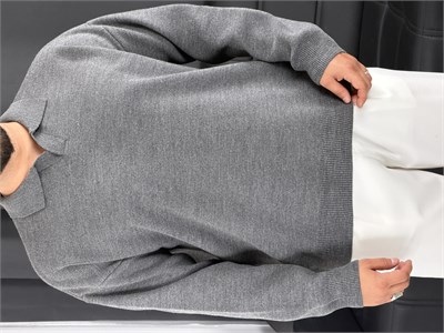 Çelik Örgü Oversize Polo Yaka Triko Sweatshirt Füme