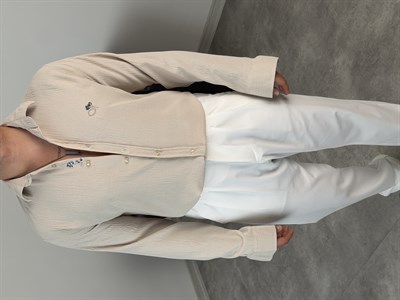 ÇİÇEK NAKIŞLI UZUNKOL GÖMLEK BEJ