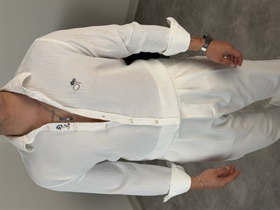 ÇİÇEK NAKIŞLI UZUNKOL GÖMLEK BEYAZ