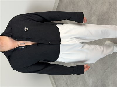 ÇİÇEK NAKIŞLI UZUNKOL GÖMLEK SİYAH