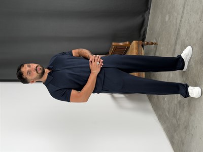 ÇİZGİLİ MODAL POLO YAKA TAKIM LACİVERT
