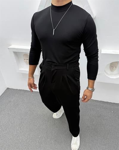 CRAP BALIKÇI YAKA BAGGY PANTOLON TAKIM SİYAH