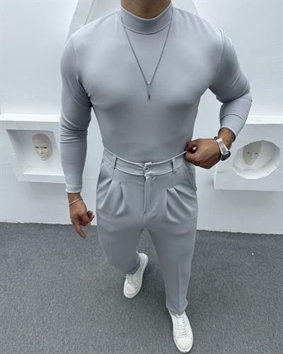 CRAP BALIKÇI YAKA BAGGY PANTOLON TAKIM GRİ