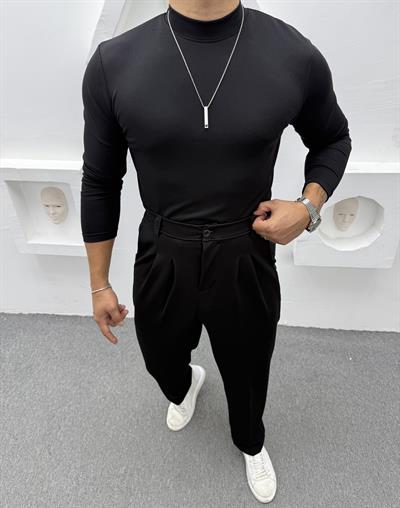 CRAP BALIKÇI YAKA BAGGY PANTOLON TAKIM SİYAH