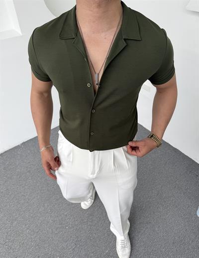 Crap Kumaş Kısakol Gömlek Haki