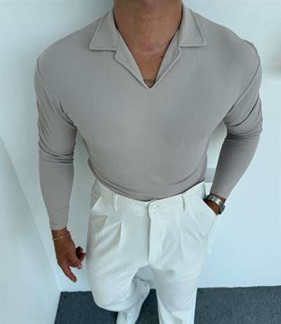 CRAP UZUNKOL HEMŞİRE YAKA SWEATSHİRT GRİ